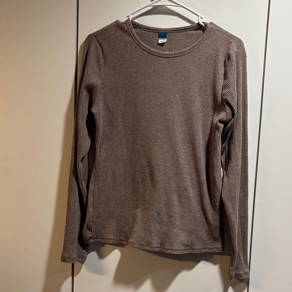 Old Navy mushroom brown‎ Ribbed Knit long sleeve top cozy large